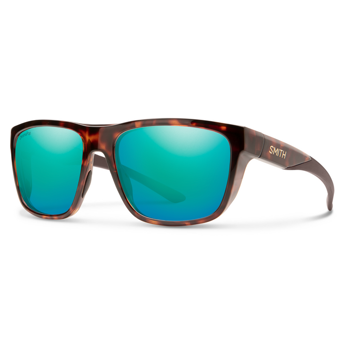 Smith Barra sunglasses, Tortoise frame, ChromaPop Polarized Opal Mirror lens, three-quarter view