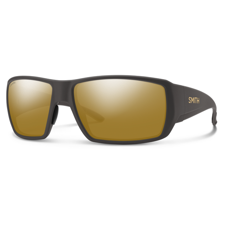 Smith Guide's Choice XL sunglasses, Matte Gravy frame, ChromaPop Polarized Bronze Mirror lens, three-quarter view