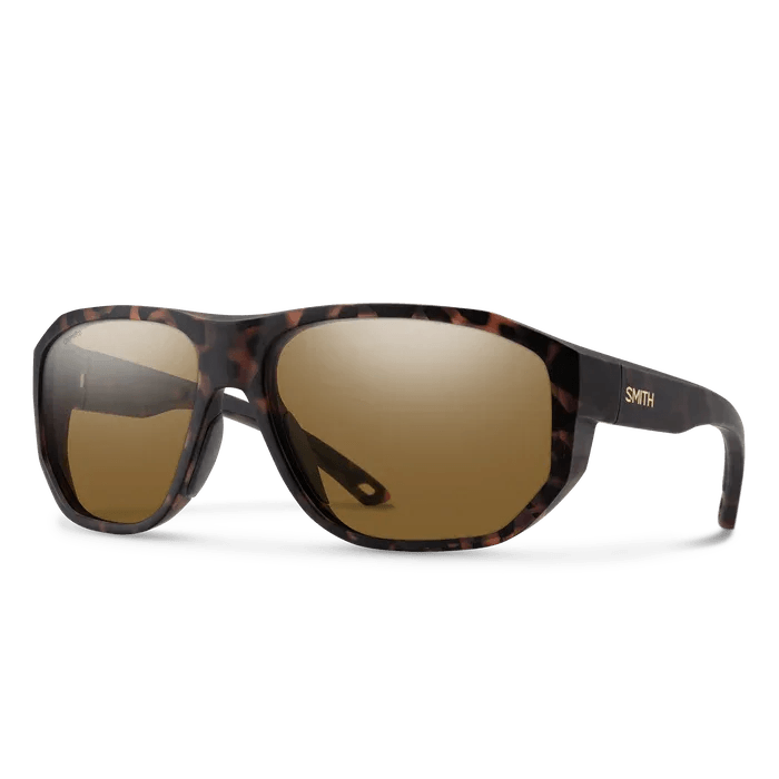 Smith Outrigger sunglasses, Matte Tortoise frame, ChromaPop Glass Polarized Brown lens, three-quarter view