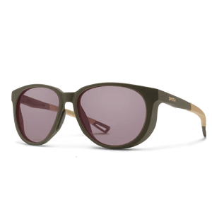 Smith Seeker sunglasses, Matte Forest frame, ChromaPop Low Light Rose lens, three-quarter view