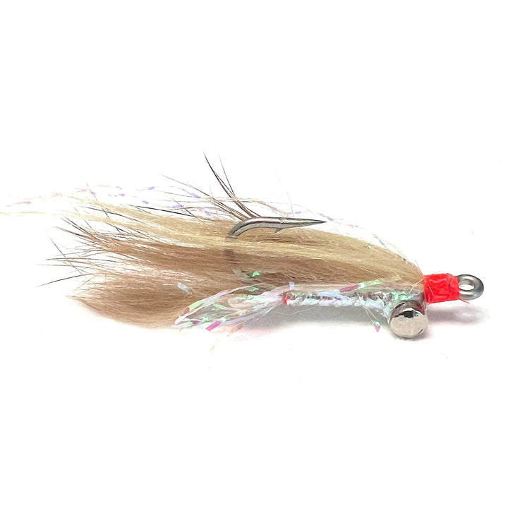 Umpqua Bonefish Scampi Lead Eye Tan saltwater fly with lead eyes and rabbit strip