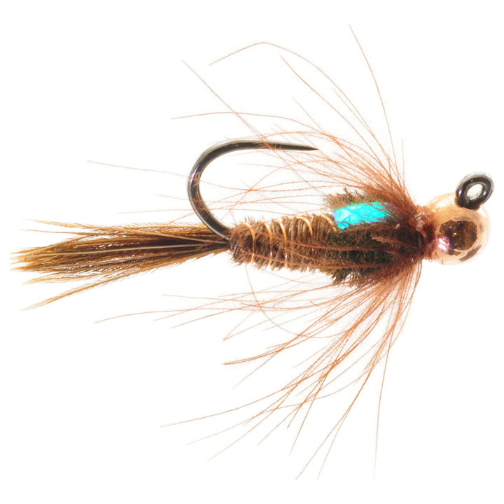Umpqua CDC Pheasant Tail Jig Nymph fly with tungsten bead, pheasant-tail body and CDC collar