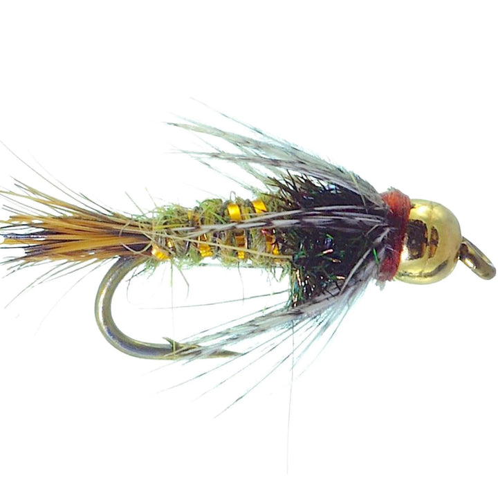 Umpqua Guide's Choice Hare's Ear Olive nymph with bead, soft hackle and flashback