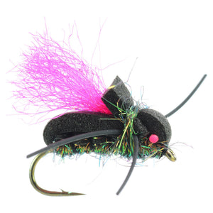 Umpqua Hamburgler terrestrial fly with black foam body and pink post