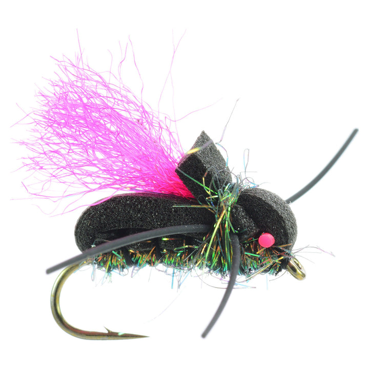 Umpqua Hamburgler terrestrial fly with black foam body and pink post