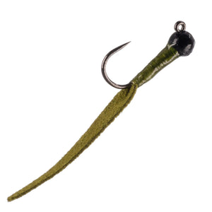Umpqua Jigged Leather Leech Olive nymph with leech leather body and bead