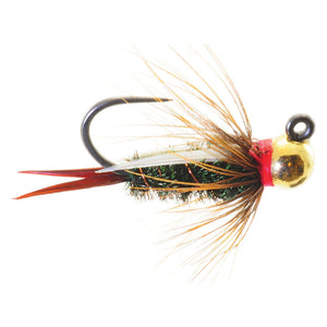 Umpqua Jigged Prince Nymph fly with tungsten bead, peacock body and white biots