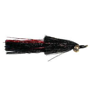 Umpqua Kreelex Black/Red streamer with flash body and dumbbell eyes