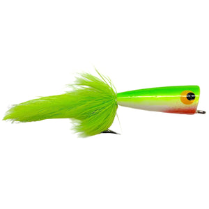 Umpqua Saltwater Popper Chartreuse fly with popper head and tail