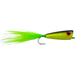 Mattioli Saltwater Popper Black and Chartreuse Fade - Mossy Creek Fly Fishing