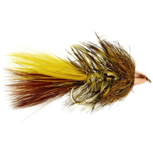 Fulling Mill Baby Complex Twist Olive, small conehead bugger streamer