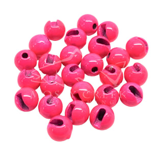 Fulling Mill fluorescent pink painted slotted tungsten beads
