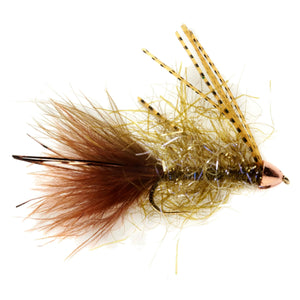Fulling Mill GD Sculpin Snack Brown Olive, sculpin streamer with a tungsten cone