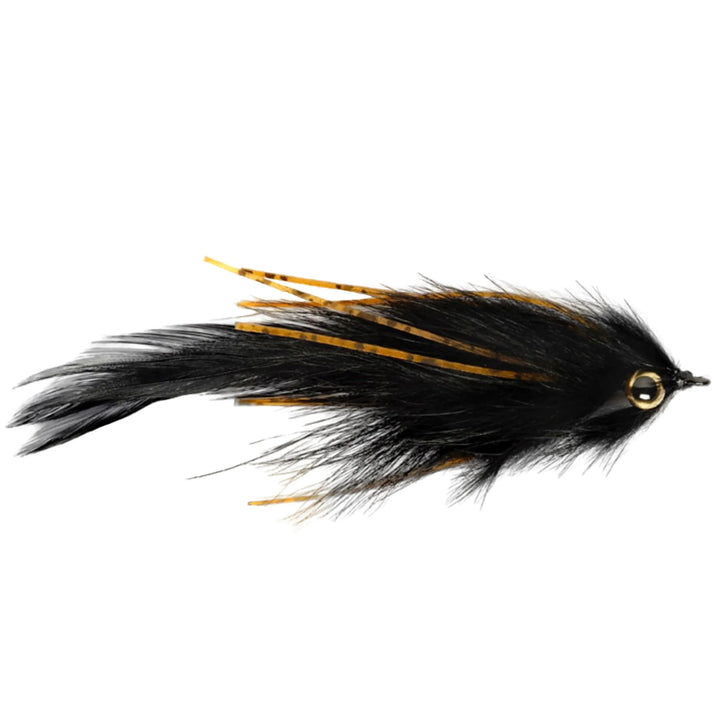 Fulling Mill Hawkins' Hat Trick Black, zonker and deceiver style streamer