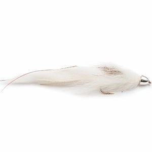 Fulling Mill Hawkins' Little Rascal White, conehead zonker streamer