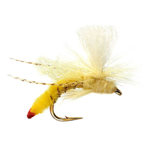 Fulling Mill Spotlight Yellow Sally Stone, yellow stonefly dry fly with a visible post