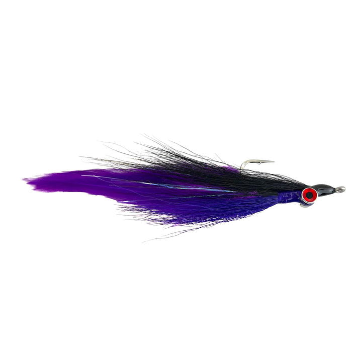 Half And Half 2/0 Black Over Purple, saltwater baitfish fly by Mattioli Flies