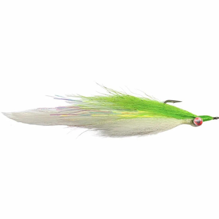 Half And Half 2/0 Chartreuse Over White, saltwater baitfish fly by Mattioli Flies