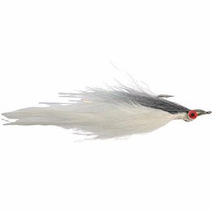 Half And Half 2/0 Grey Over White, saltwater baitfish fly by Mattioli Flies