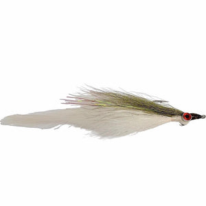 Half And Half 2/0 Olive Over White, saltwater baitfish fly by Mattioli Flies