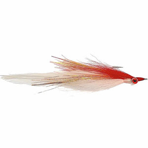 Half And Half 2/0 Red Over White, saltwater baitfish fly by Mattioli Flies