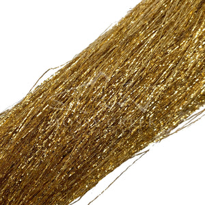 Kreinik Flash fly tying material in Gold, close-up of the strands