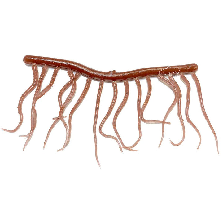 Mini Squiggle Worms in Worm Brown, soft synthetic worm tail