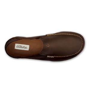 Olukai Moloa Men's Leather Slip-On Shoes Dark Wood / Dark Java - Mossy Creek Fly Fishing