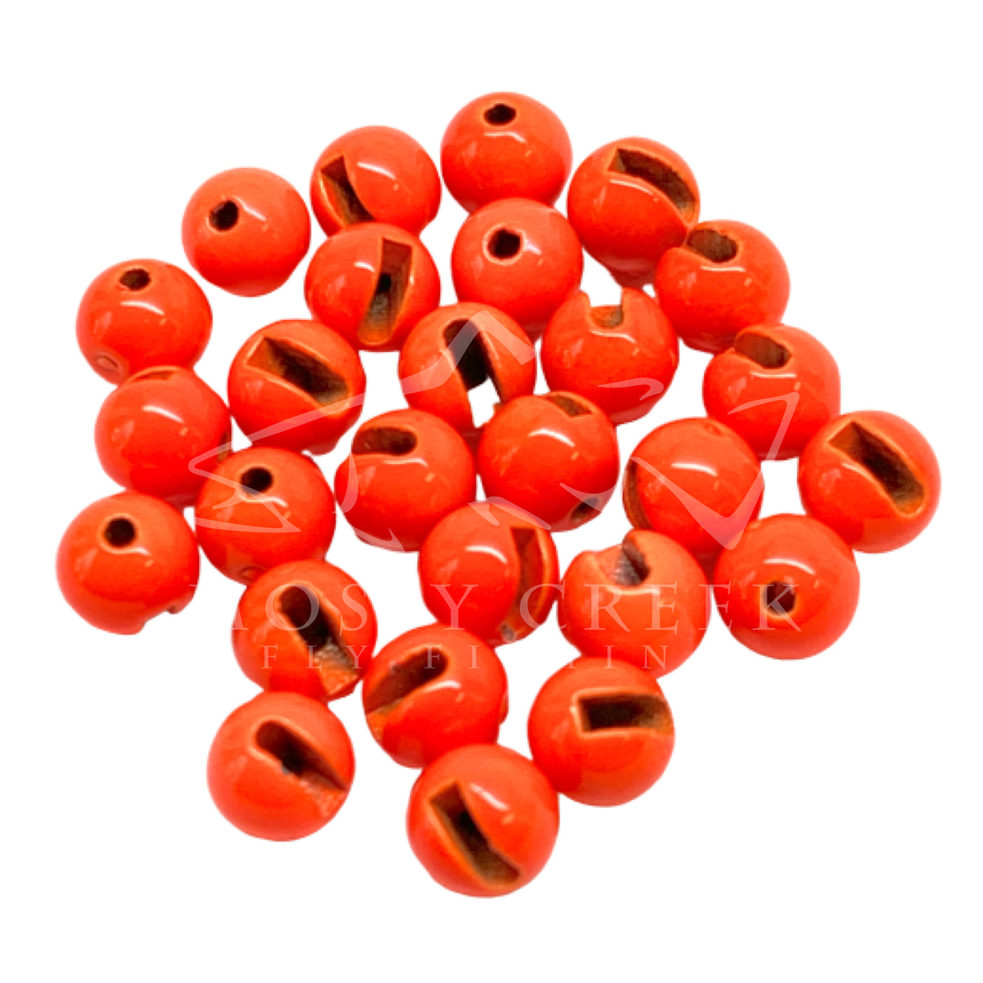 Fulling Mill Painted Slotted Tungsten Beads - Fluorescent Orange - 2mm