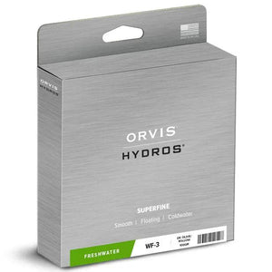 Orvis Hydros Superfine fly line box, silver packaging with green label