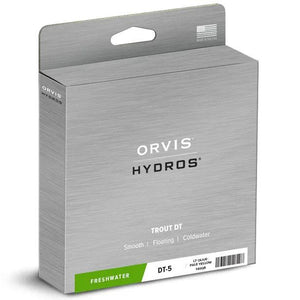 Orvis Hydros Trout DT fly line box, silver packaging with green label