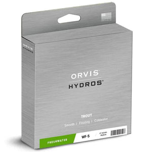 Orvis Hydros Trout fly line box, silver packaging with green label