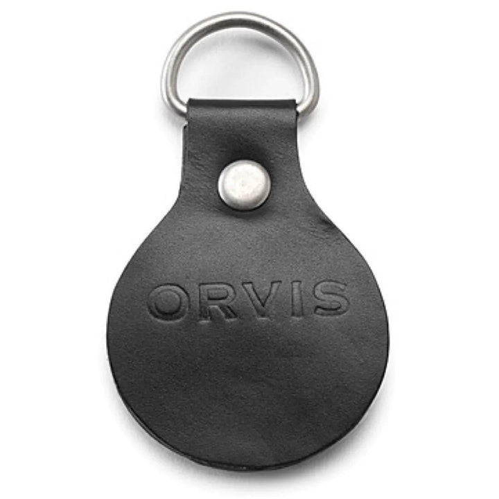 Orvis Leader Straightener, leather pad with Orvis logo and metal ring