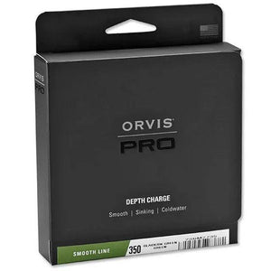 Orvis PRO Depth Charge sinking fly line box in black with green label