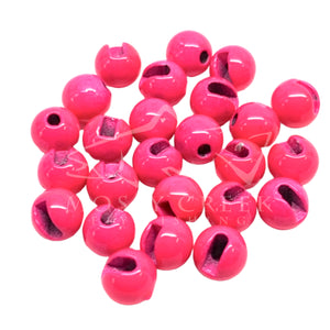 Slotted Tungsten Bead Painted Fluorescent Pink - Mossy Creek Fly Fishing