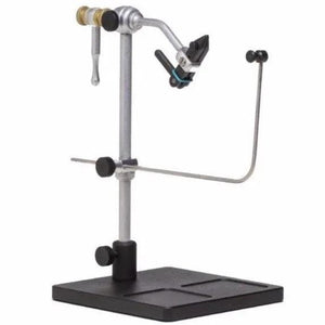 Renzetti Traveler 2000 rotary fly tying vise on black pedestal base with material clip