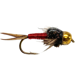 RIO Copper John Red nymph with wire abdomen, peacock thorax and split tail
