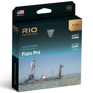 RIO Elite Flats Pro saltwater fly line box with flats boat photo