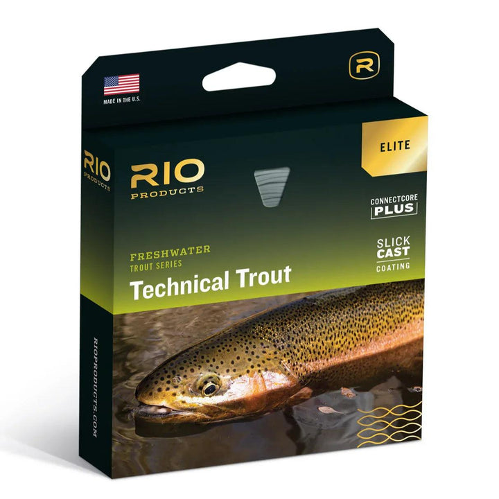 RIO Elite Technical Trout fly line box with brown trout artwork
