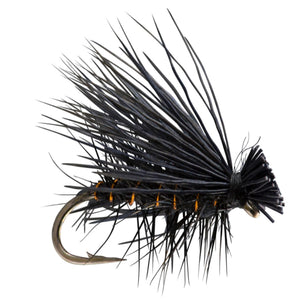 RIO Elk Hair Caddis Black dry fly with elk-hair wing and palmered hackle