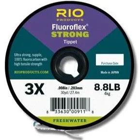 RIO Fluoroflex Strong fluorocarbon tippet spool in purple and black, 3X 8.8 lb label