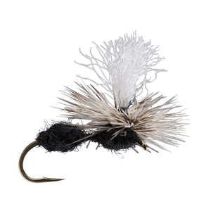 RIO Parachute Ant Black dry fly with dubbed segmented body and parachute post