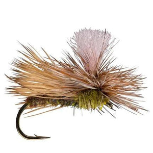 RIO Parachute Caddis Olive dry fly with bright post, parachute hackle and down-wing