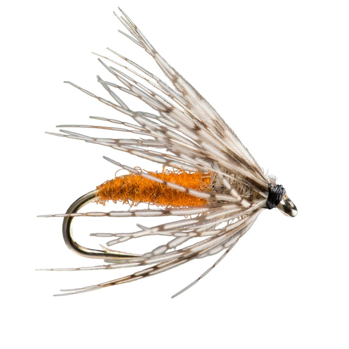 RIO Partridge Soft Hackle Orange nymph with dubbed body and partridge hackle collar