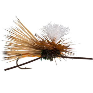 RIO PMX Orange dry fly with elk wing, parachute post and rubber legs