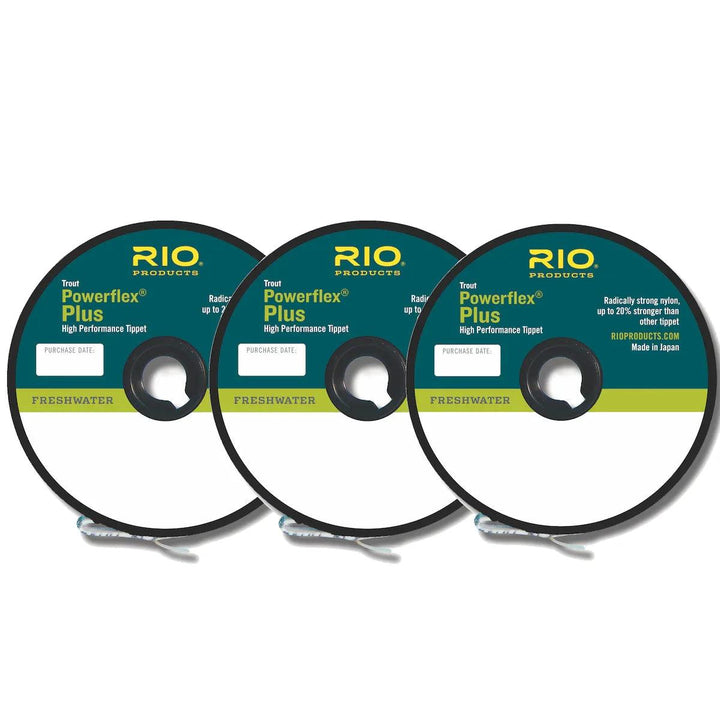 Three RIO Powerflex Plus tippet spools