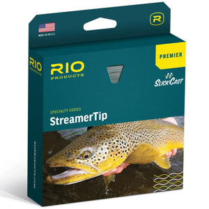RIO Premier StreamerTip fly line box with brown trout photo