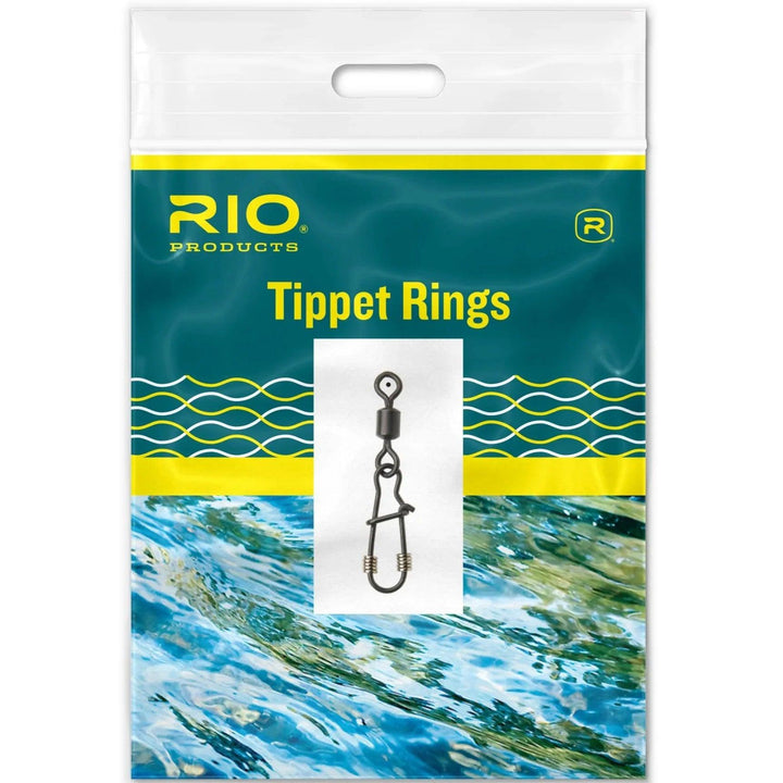 RIO Tippet Rings package in teal and blue showing the rings on a holder pin