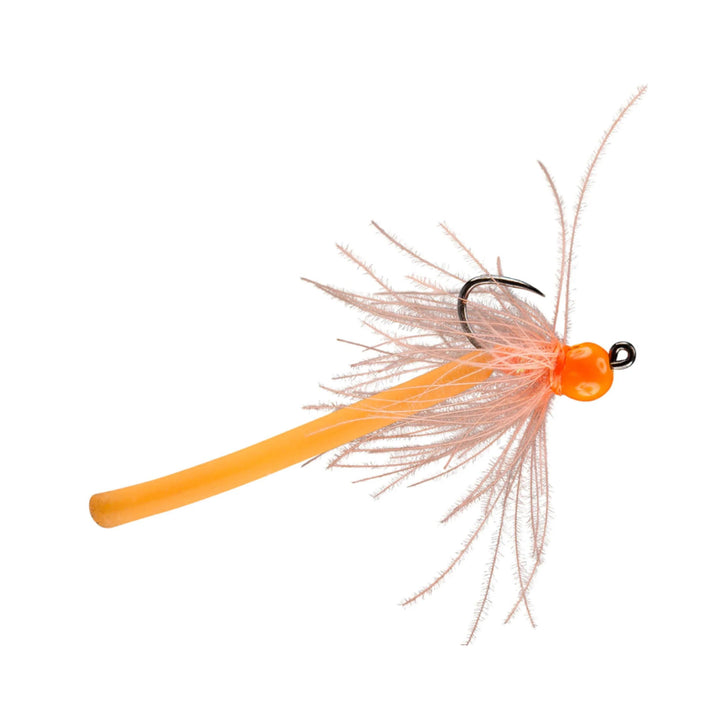 RIO Worm Farm Orange fly with tungsten bead, CDC collar and stretchy worm body
