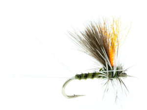 Umpqua 401K Baetis dry fly with hi-vis wing and CDC